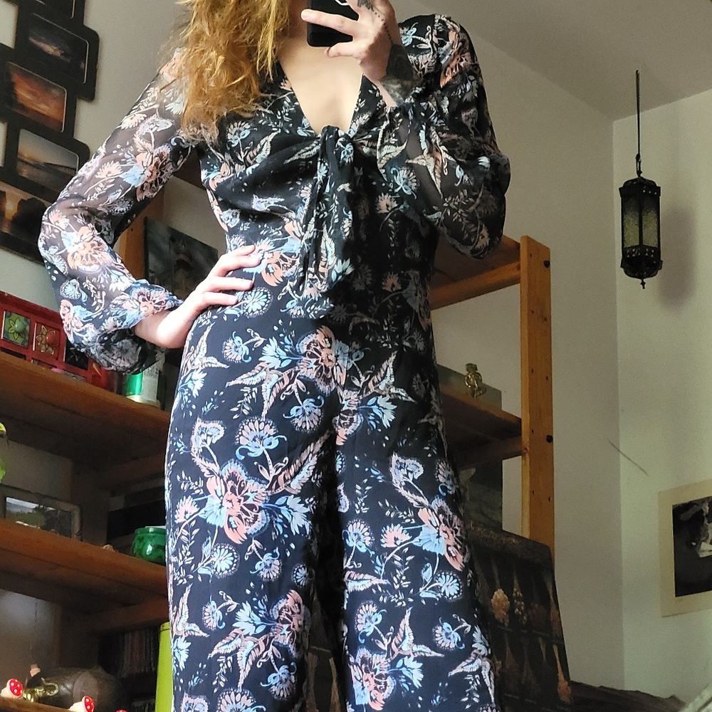 INTERMIX Lysette Front Knot Floral Print 100% silk Jumpsuit - S
